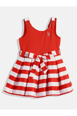 Ralph Lauren U S Polo Assn Kids Red & White Striped Dress