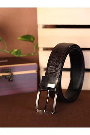 ZEVORA Men Leather Textured Reversible Belt