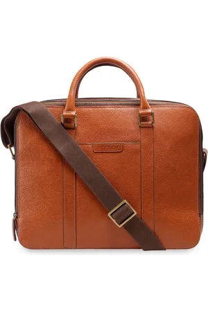 Hidesign Men Tan Brown Solid Laptop Leather Bag