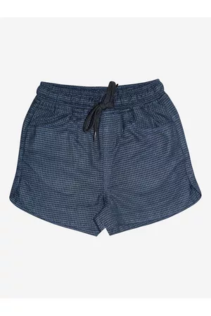 KiddoPanti Girls Navy Blue Regular Fit Checked Printed Cotton Hot Pants Shorts