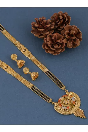 Brandsoon Women One Gram Gold Plated Mangalsutra with Earring Set