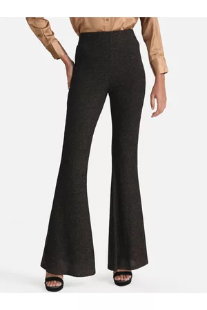 Kazo Women Copper-Toned Textured Flared High-Rise Trousers