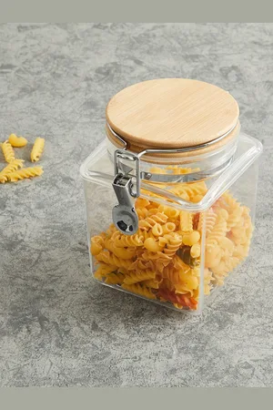 Home Centre Transparent Solid Square Acrylic Canister 1200 ml