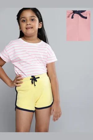 YK Girls Pack of 2 Pure Cotton Solid Shorts