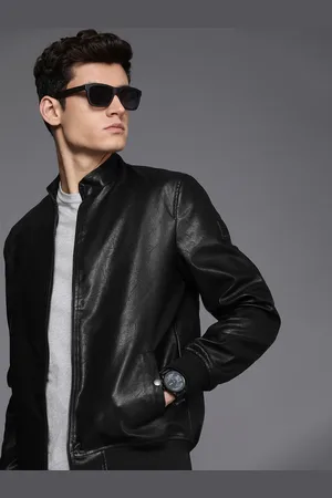 Buy WROGN Men Black Solid Biker Jacket - Jackets for Men 2074279 | Myntra