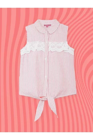 Biba Pink Striped Peter Pan Collar Shirt Style Top