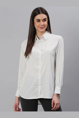 Cation Women White Regular Fit Printed Casual Shirt