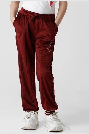 KATE & OSCAR Girls Maroon Solid Joggers