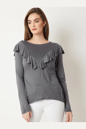 Miss Chase Women Grey Solid Top