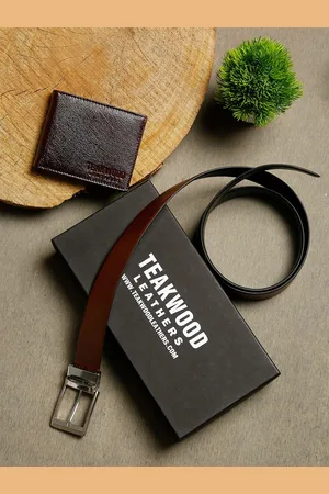 Teakwood Leathers Men Brown Leather Accessory Gift Set
