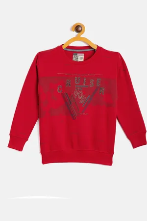 Duke Boys Red Printed Cotton Long Sleeves Typography Sweatshirt