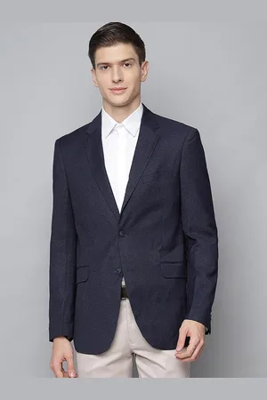 Lindbergh Men Navy Blue Solid Single Breasted Blazer