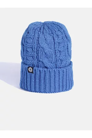 YK Kids Blue Cable Knit Self-Design Beanie