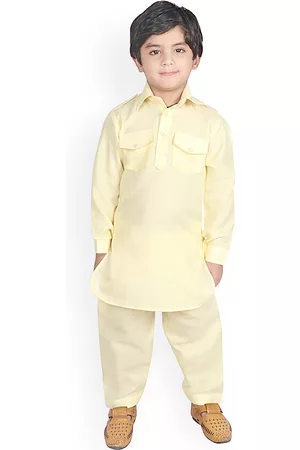 SG Boys Yellow Solid Kurta with Pyjamas