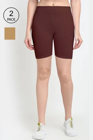 GRACIT Pack of 2 Brown and Nude-Colorred Cycling Sports Shorts