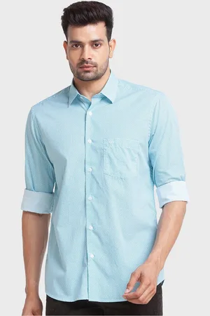 ColorPlus Men Blue Organic Cotton Tailored Fit Printed Casual Shirt