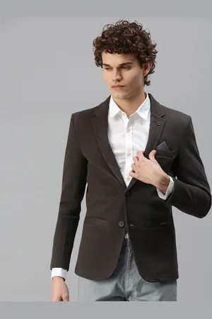 SHOWOFF Men Grey Melange Solid Single-Breasted Slim-Fit Blazer
