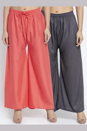 Jinfo Women Pack of 2 Flared Knitted Ethnic Palazzos