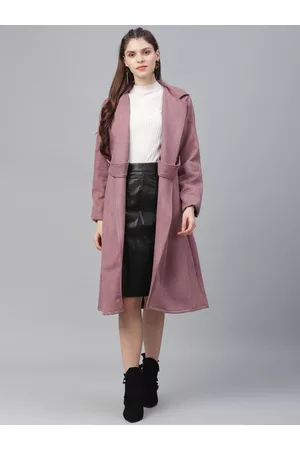 ATHENA Women Mauve Solid Overcoat
