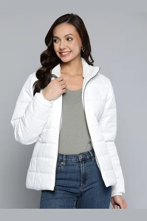 HERE&NOW Women White Solid Padded Jacket