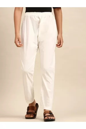 Sanwara Boys Off White Solid Cotton Pyjamas