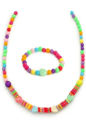 EL REGALO Girls Red & Yellow Beaded Jewellery Set