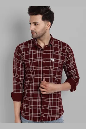 Majestic Men Maroon Slim Fit Tartan Checks Checked 100% Cotton Casual Shirt