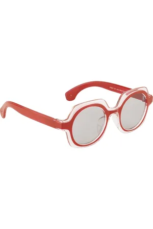 YK Unisex Kids Grey Lens & Red Round Sunglasses with UV Protected Lens