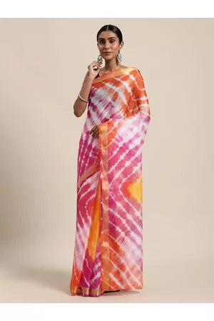 Jaipur White & Magenta Tie and Dye Silk Cotton Kota Saree