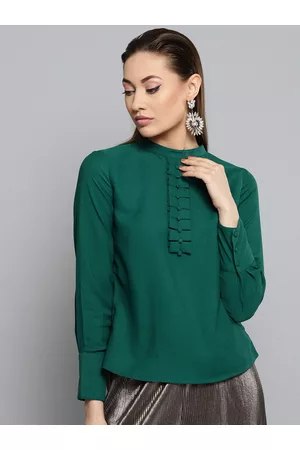 Rare Fashion Women Green Solid Top