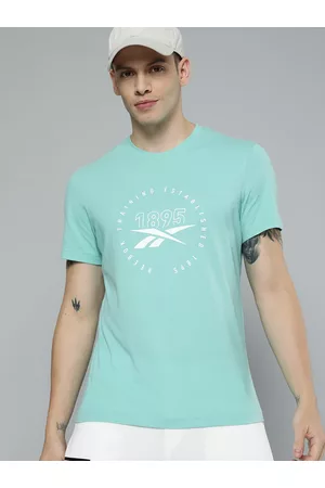 Reebok Men Green & White Printed T-shirt