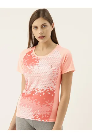 Campus Women Peach-Coloured Printed Round Neck T-shirt