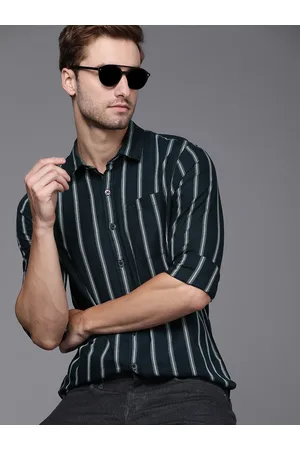 WROGN Men Black Striped Slim Fit Full Sleeved Casual Shirt