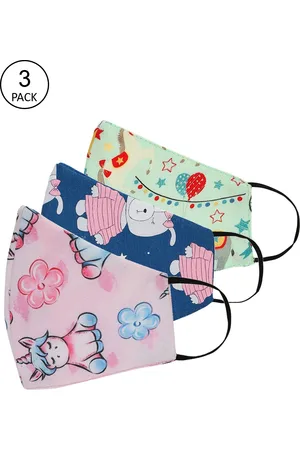 Tossido Kids Pack Of 3 Printed 3-Ply Reusable 100% Cotton Cloth Masks