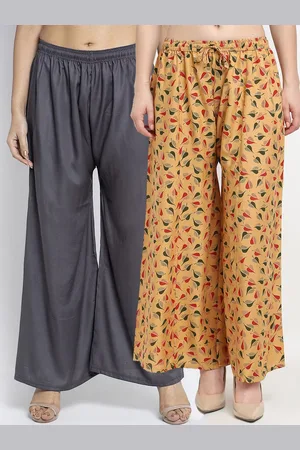Jinfo Women Grey & Beige Printed Flared Ethnic Palazzos Pack Of 2