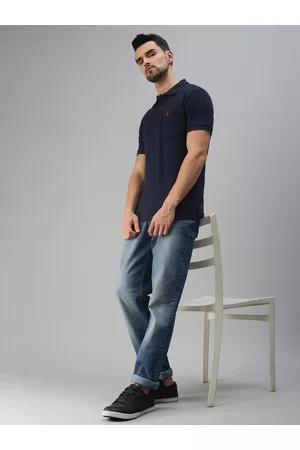 ONN Men Navy Blue Polo Collar T-shirt