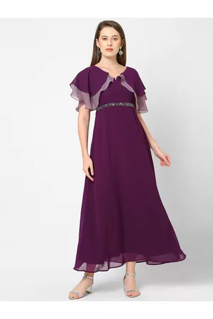 MISH Women Purple Layered Georgette Maxi Dress