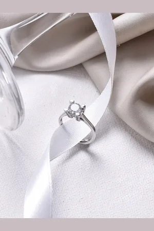 Joker & Witch Silver-Toned Rora Square Cut Adjustable Ring