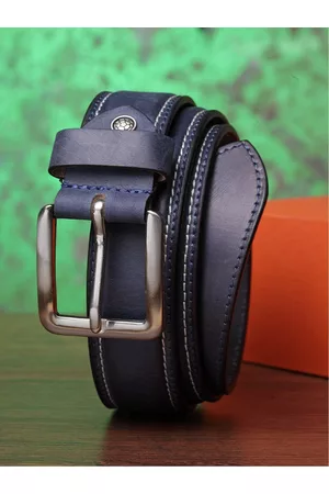 Teakwood Leathers Men Blue Leather Belt