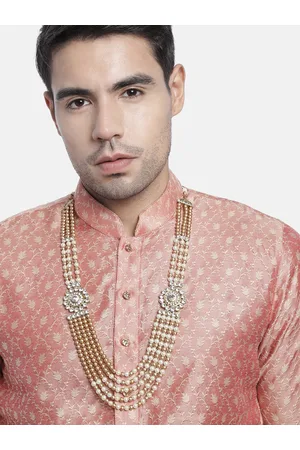 I Jewels Men White Gold-Plated Layered Necklace