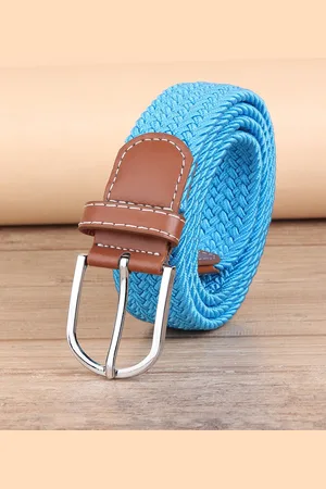 ZORO Men Turquoise Blue Braided Belt