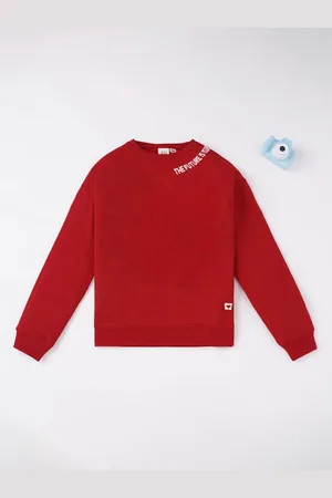 Ed-a-Mamma Girls Red Solid Sweatshirt