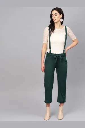 VOXATI Women Green Solid Dungarees