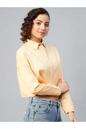 Chimpaaanzee Women Yellow Oversized Casual Shirt