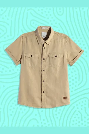 Roadster Boys Khaki Linen Casual Shirt