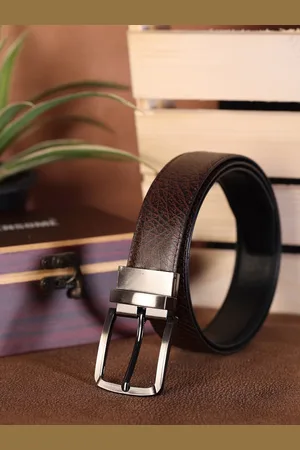 ZEVORA Men Textured Reversible Leather Belt
