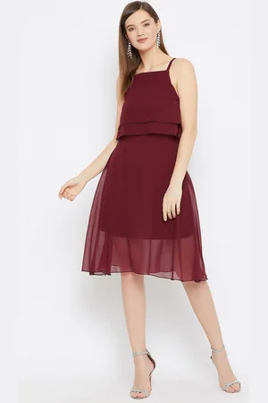 Color Cocktail Maroon Georgette A-Line Dress