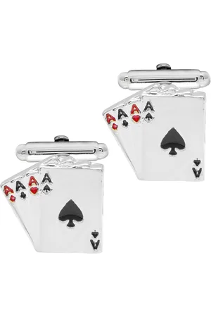Bodha Silver-Toned & Black Geometric Cufflink