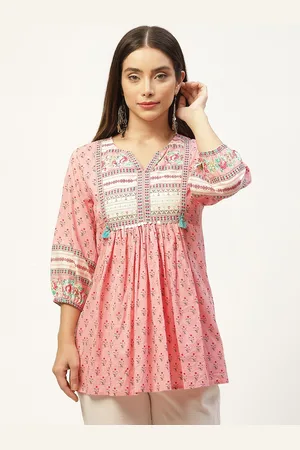 Jaipur Pink Print Cotton Empire Top
