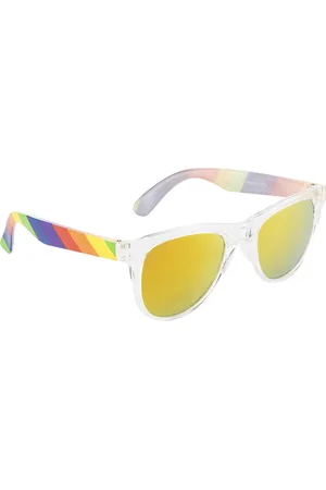 YK Unisex Kids Gold Lens & White Wayfarer Sunglasses with UV Protected Lens